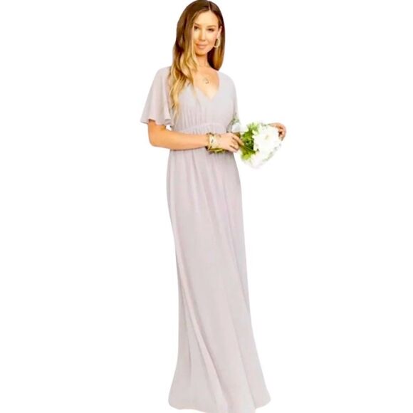 Show Me Your Mumu Emily Empire Maxi Dress in Dove Grey Chiffon. Size 1X. NWT! - Picture 2 of 14